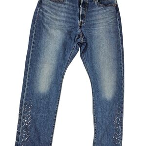 Levi's 501 Curve Rhinestone Embellished Jeans 33x30 (Actual 28) Women's Buttonup